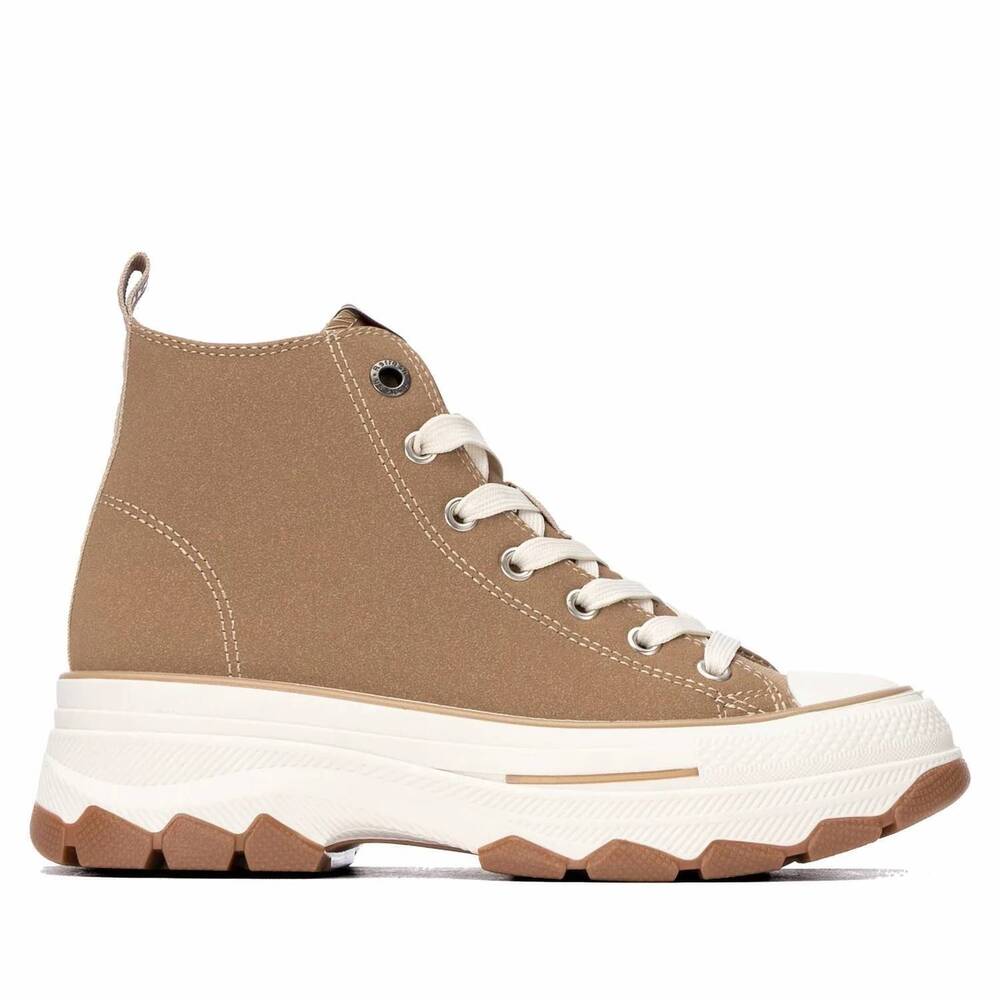 NEW REFRESH women's suede high top sneakers in taupe new